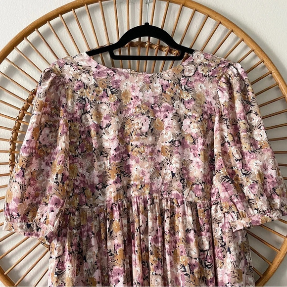 En Saison Jocelyn Floral Midi Dress Open Back Tiered Pink Size Small - Picture 8 of 10